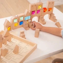 Educators Resource TickiT Wooden Gem Building Blocks - Colorful Creative Play Set* Wood & Jumbo Blocks