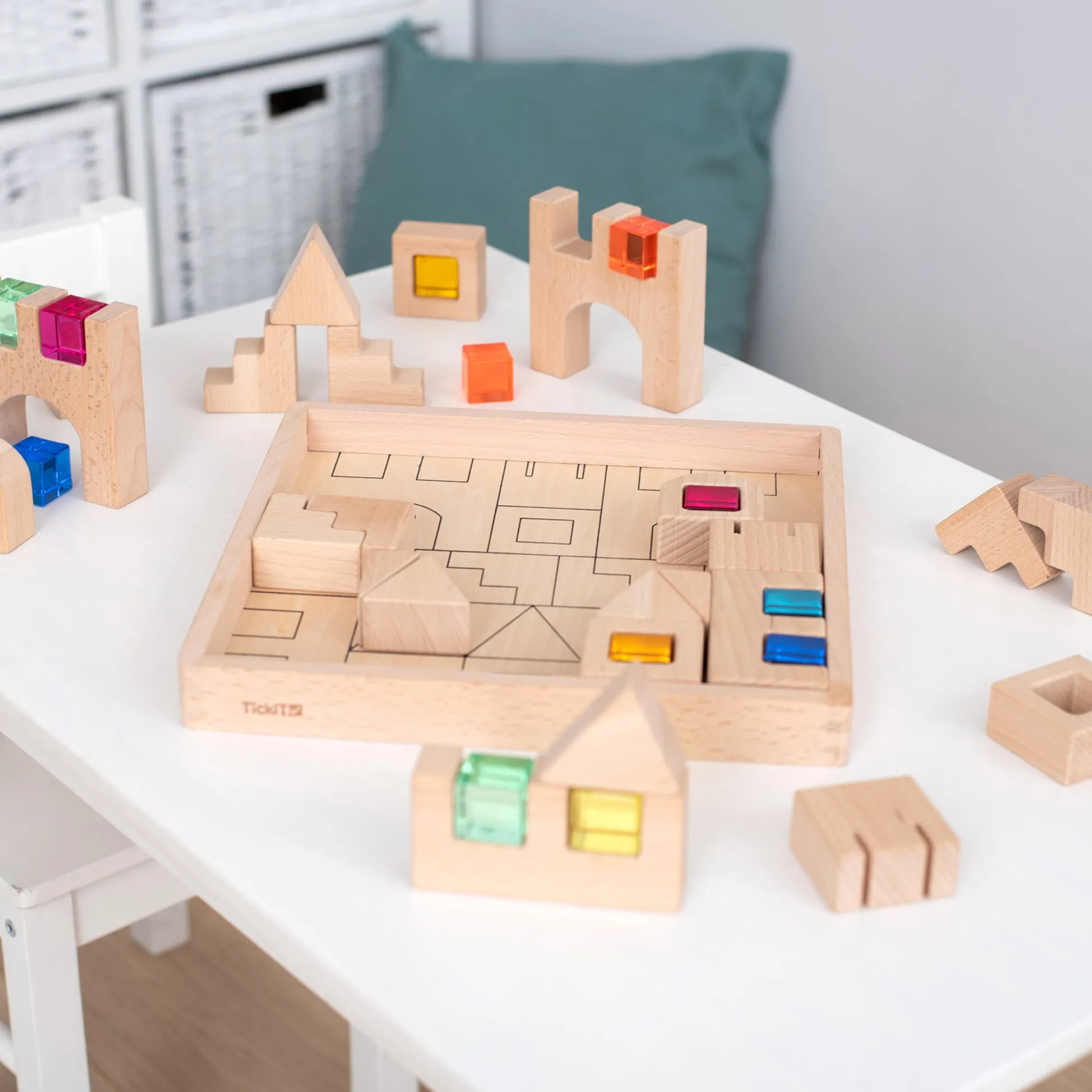 Educators Resource TickiT Wooden Gem Building Blocks - Colorful Creative Play Set* Wood & Jumbo Blocks