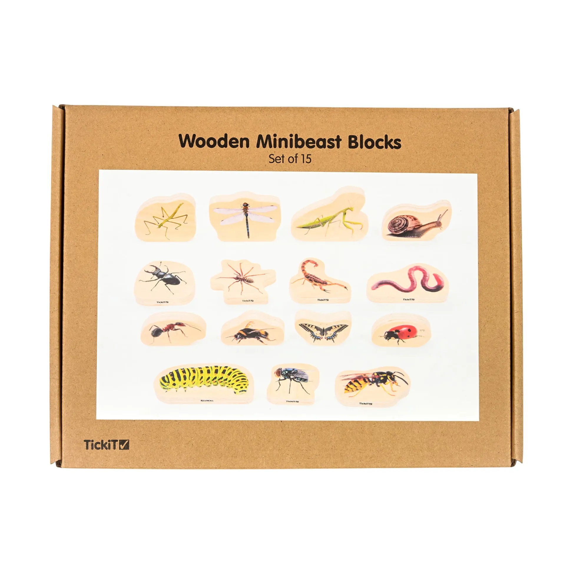 Educators Resource TickiT Wooden Minibeast Blocks – 15 Piece Learning Set* Preschool Building Sets & Blocks|Preschool Education Toys & Activities