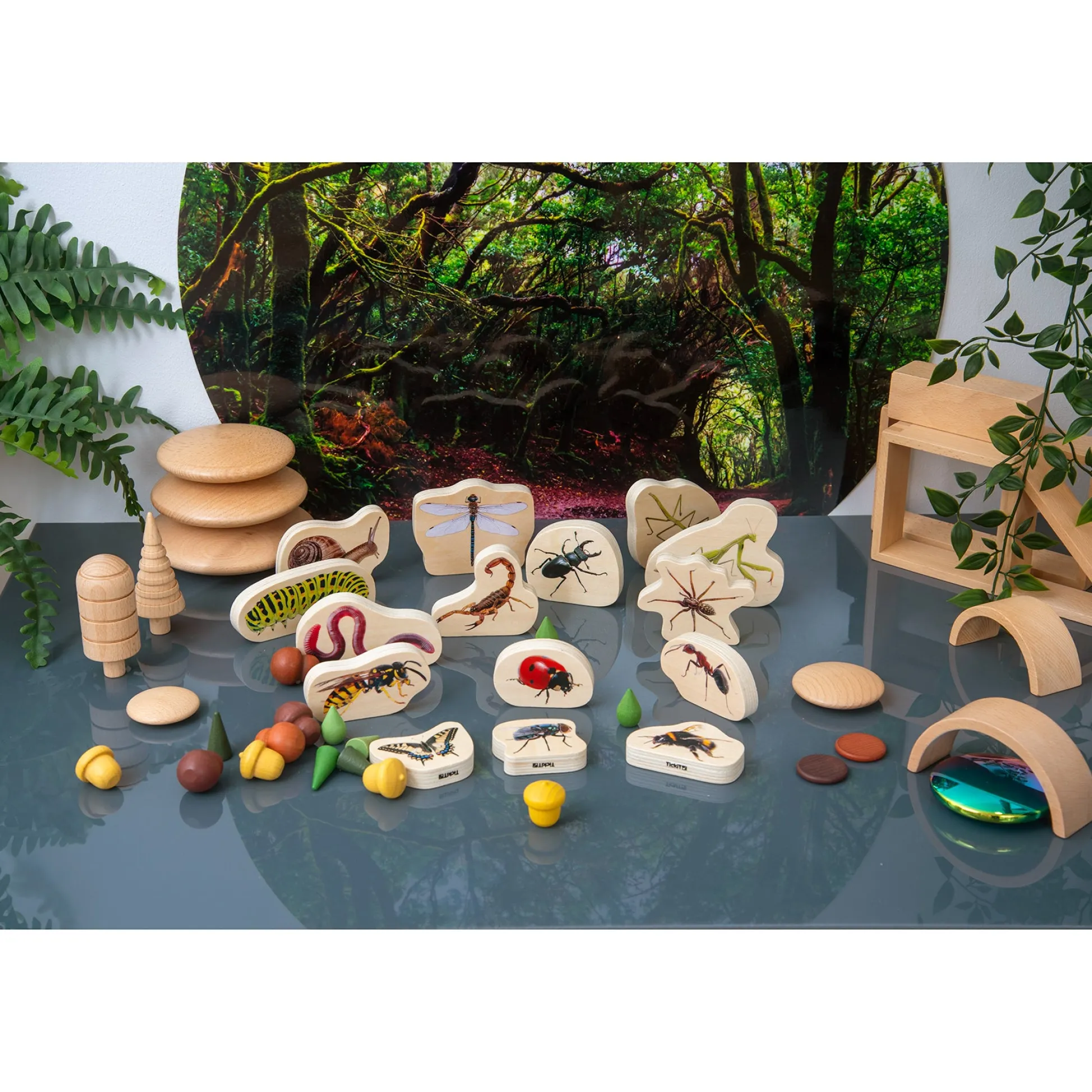 Educators Resource TickiT Wooden Minibeast Blocks – 15 Piece Learning Set* Preschool Building Sets & Blocks|Preschool Education Toys & Activities
