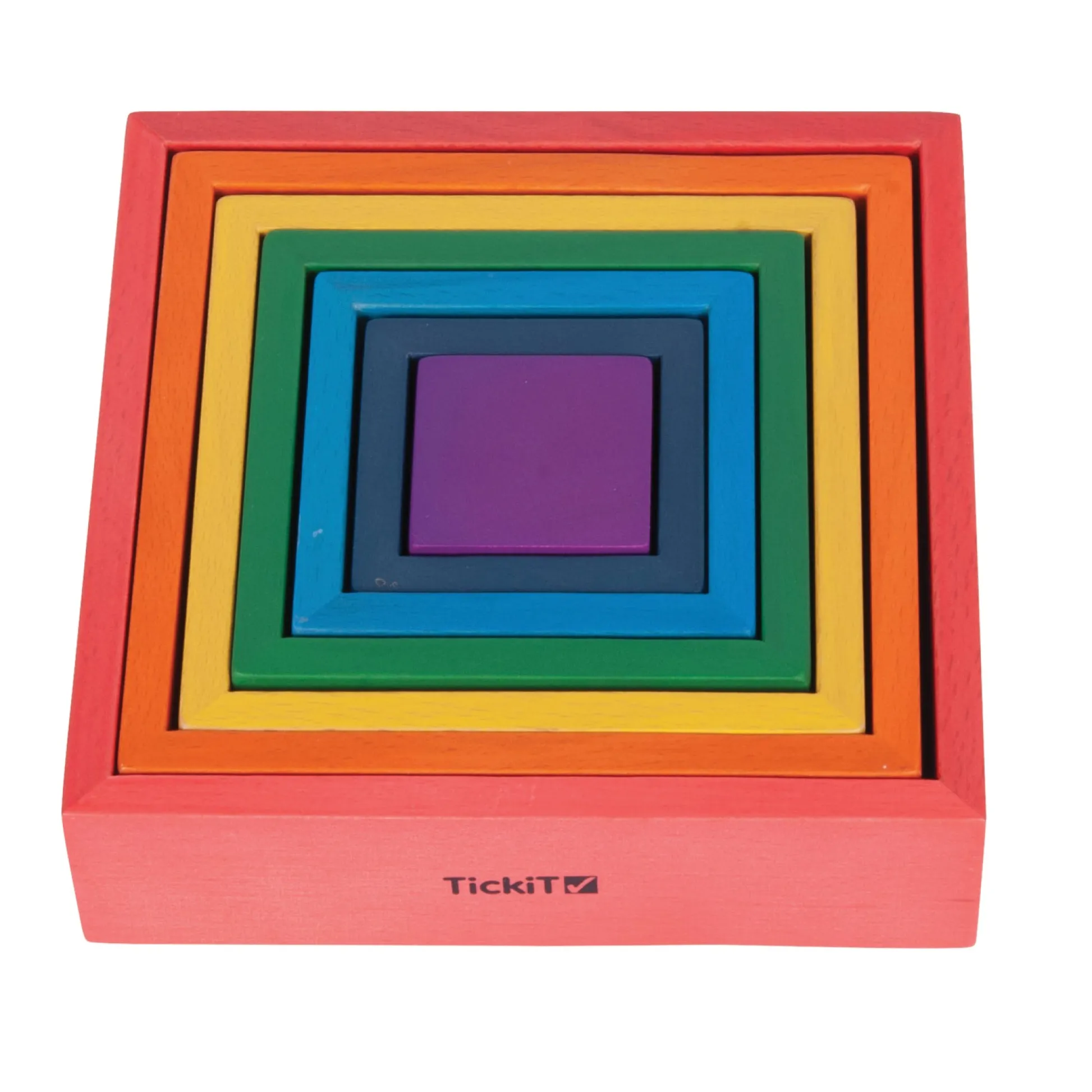Educators Resource TickiT Wooden Rainbow Architect Squares - 7 Piece Nesting Set* Wood & Jumbo Blocks