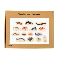 Educators Resource TickiT Wooden Sea Life Blocks - Colorful Marine Exploration Set of 15* Preschool Building Sets & Blocks|Preschool Education Toys & Activities
