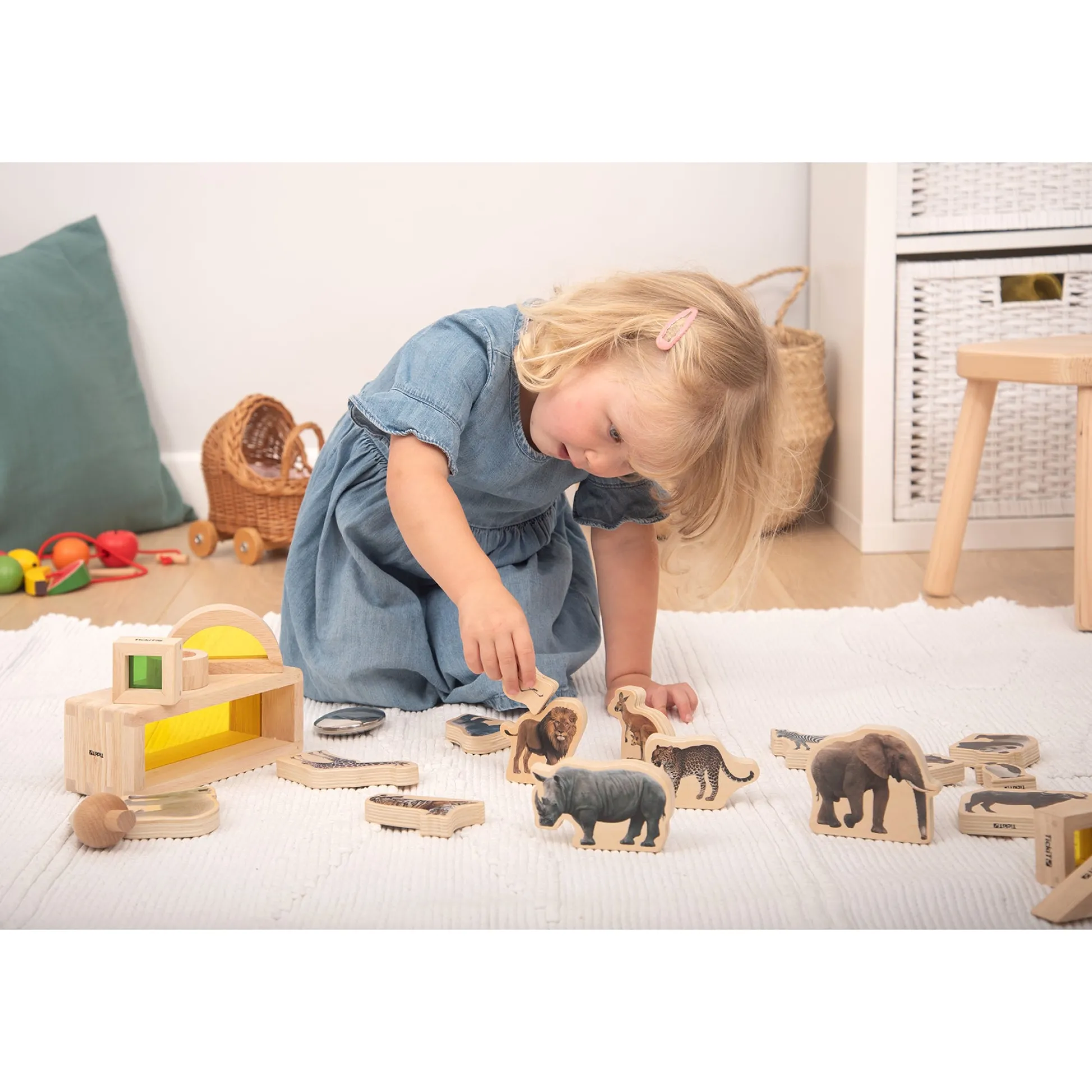 Educators Resource TickiT Wooden Wild Animal Blocks - Imaginative Play Set of 15* Preschool Building Sets & Blocks|Preschool Education Toys & Activities