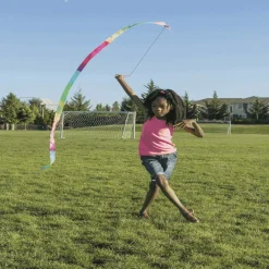 Flat River Group Toysmith Rainbow Stunt Streamer - Colorful Outdoor Play Ribbon, 12 Feet* Bubbles & Sidewalk Chalk