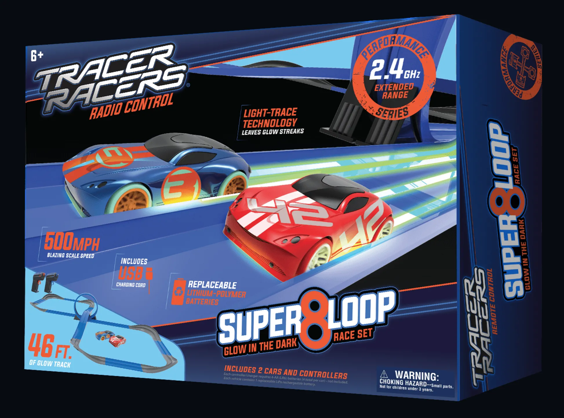 The Distribution Solutions Tracer Racers Super 8 Speedway Glow-in-the-Dark RC Set* Rc Cars & Flight