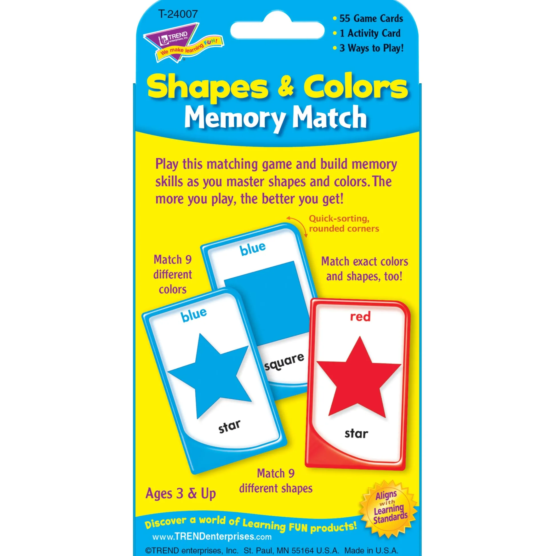Educators Resource TREND Shapes and Colors Memory Match Challenge Cards - Educational Toy* Preschool Education Toys & Activities