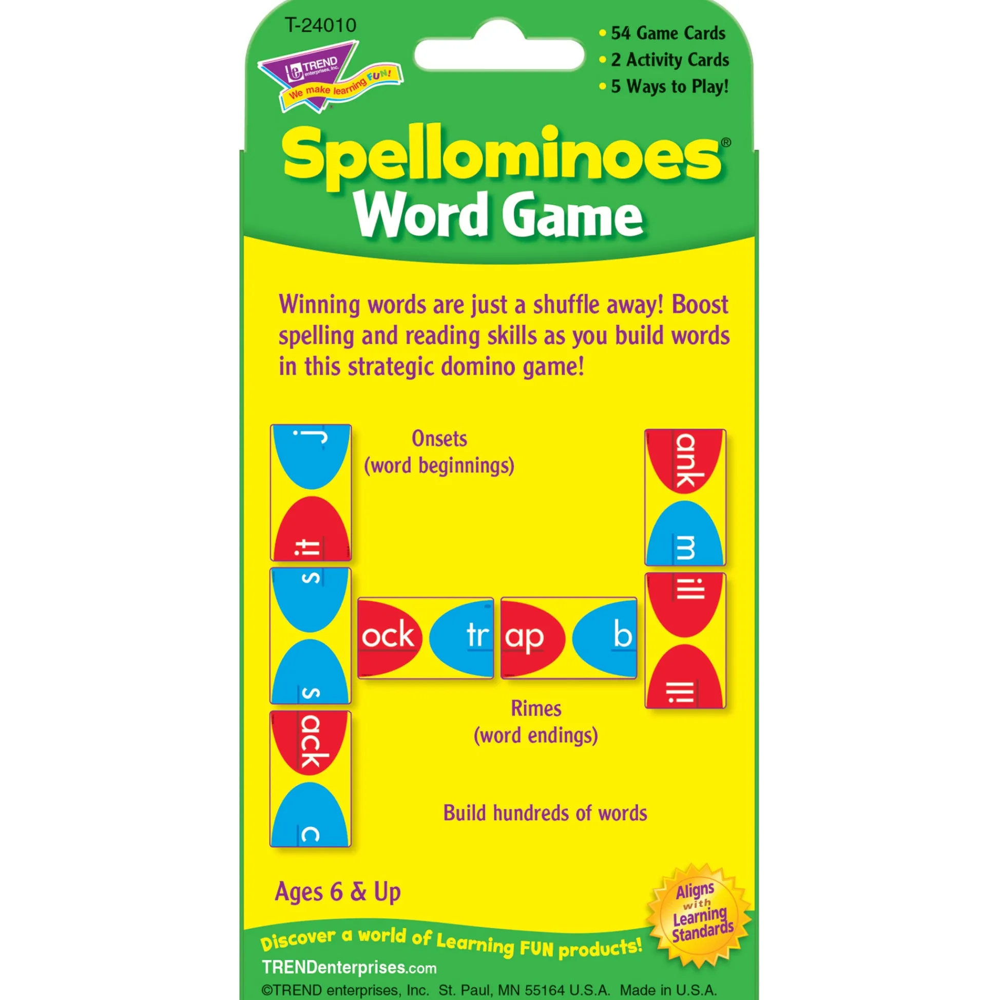 Educators Resource TREND Spellominoes Challenge Cards - Word Building Game - 6 Set Bundle* Card Games