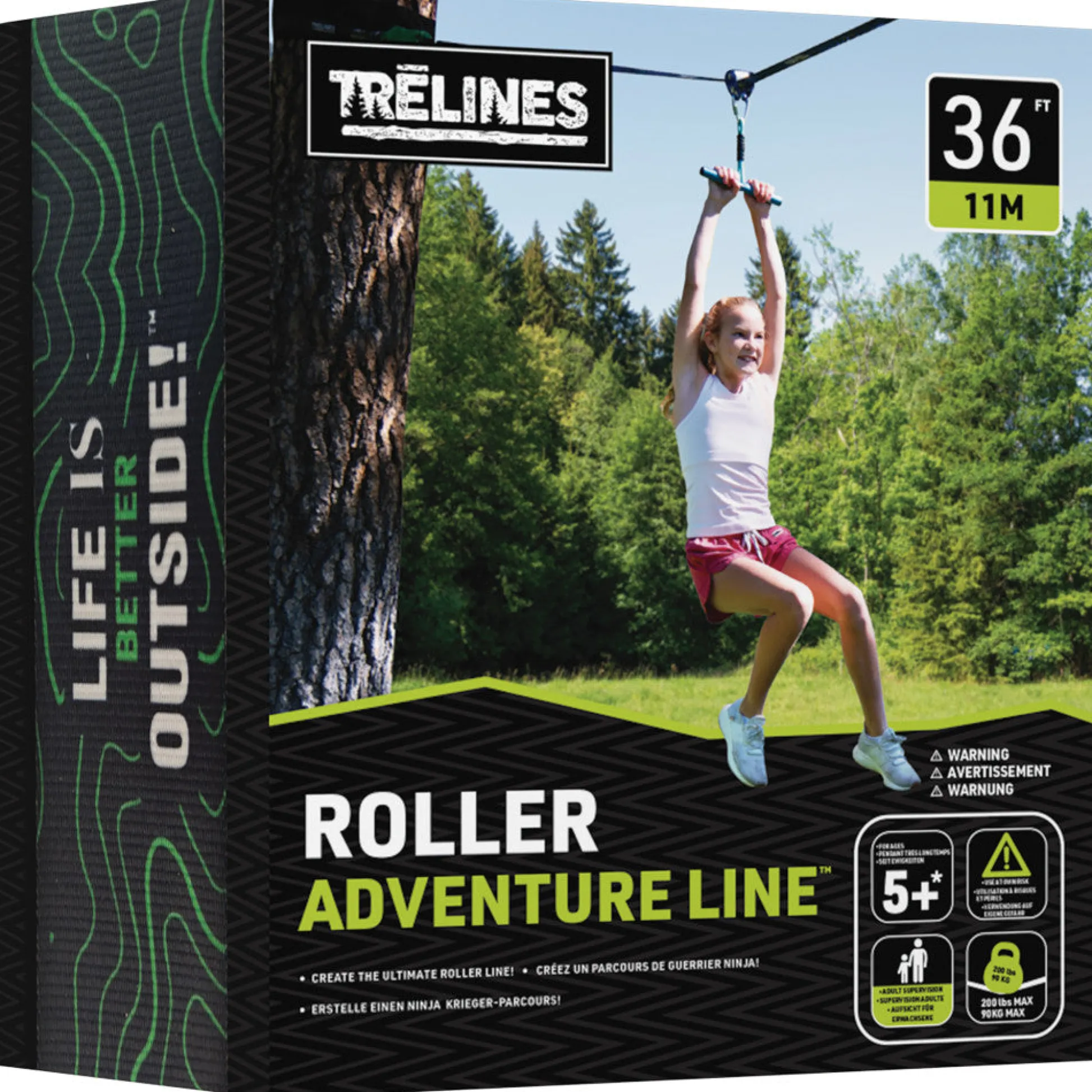 Flat River Group Treslines Roller Adventure Line 36 ft - Zipline with Grip Bar Handle* Activities & Games