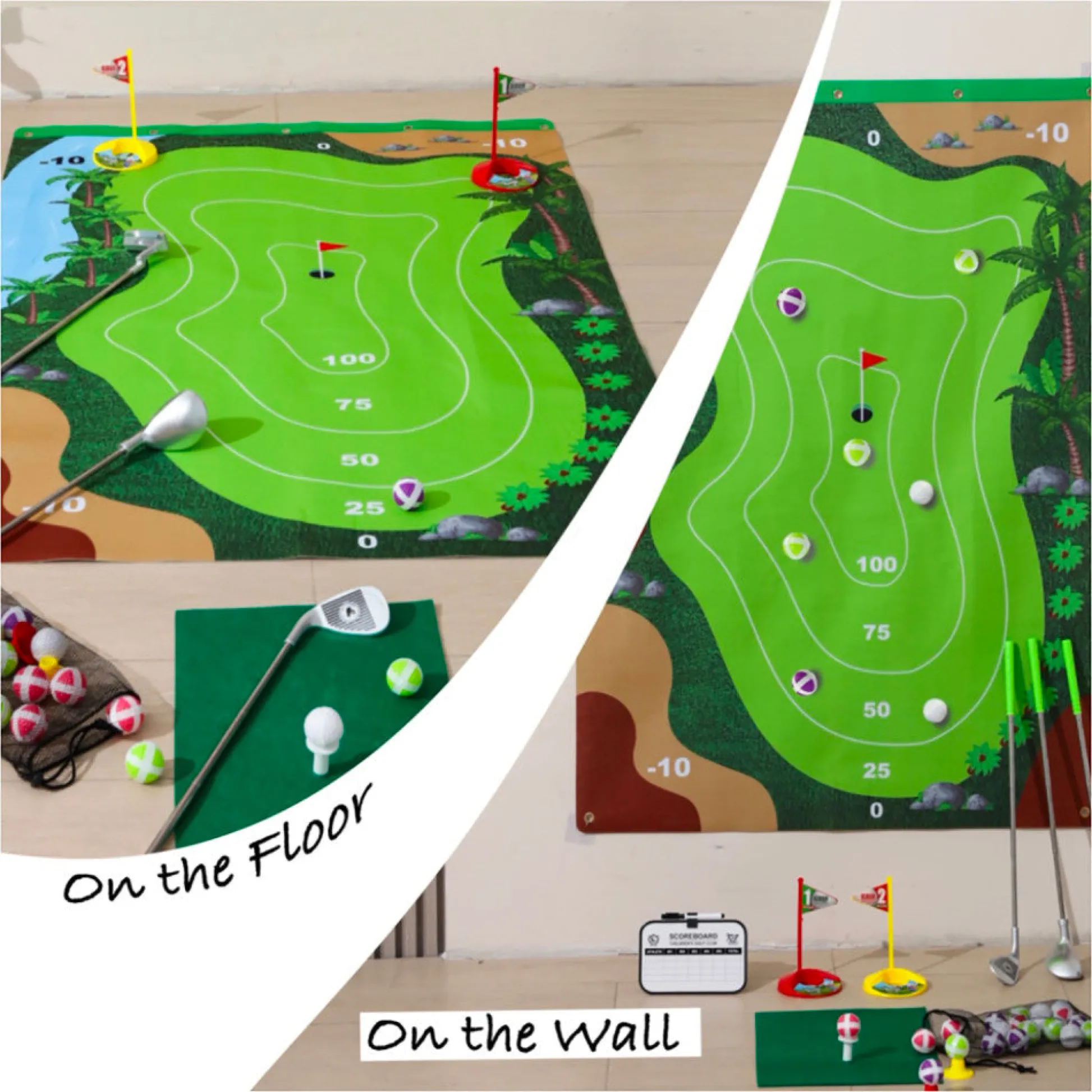 Flat River Group Trimate Golf Game Chipping Mat and Accessories, Ultimate Practice Golf Travel Set* Toy Sports