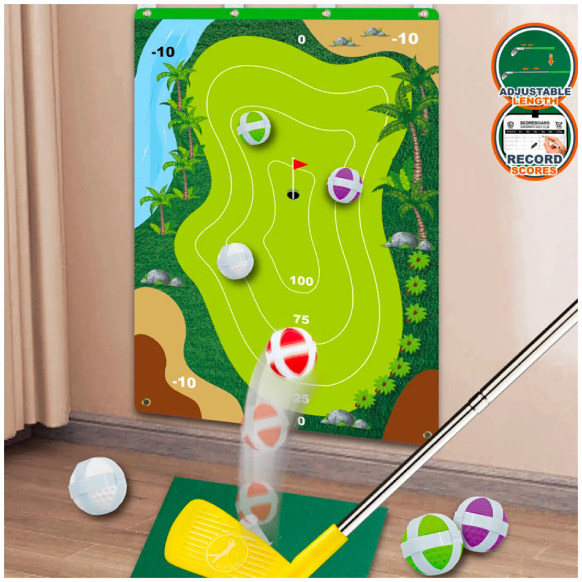 Flat River Group Trimate Golf Game Chipping Mat and Accessories, Ultimate Practice Golf Travel Set* Toy Sports