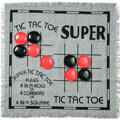 Flat River Group Trimate 3-In-1 Jumbo Checkers & Tic Tac Toe Game - 25.6" Square Rug Set* Social & Emotional Skills|Role-Playing Games