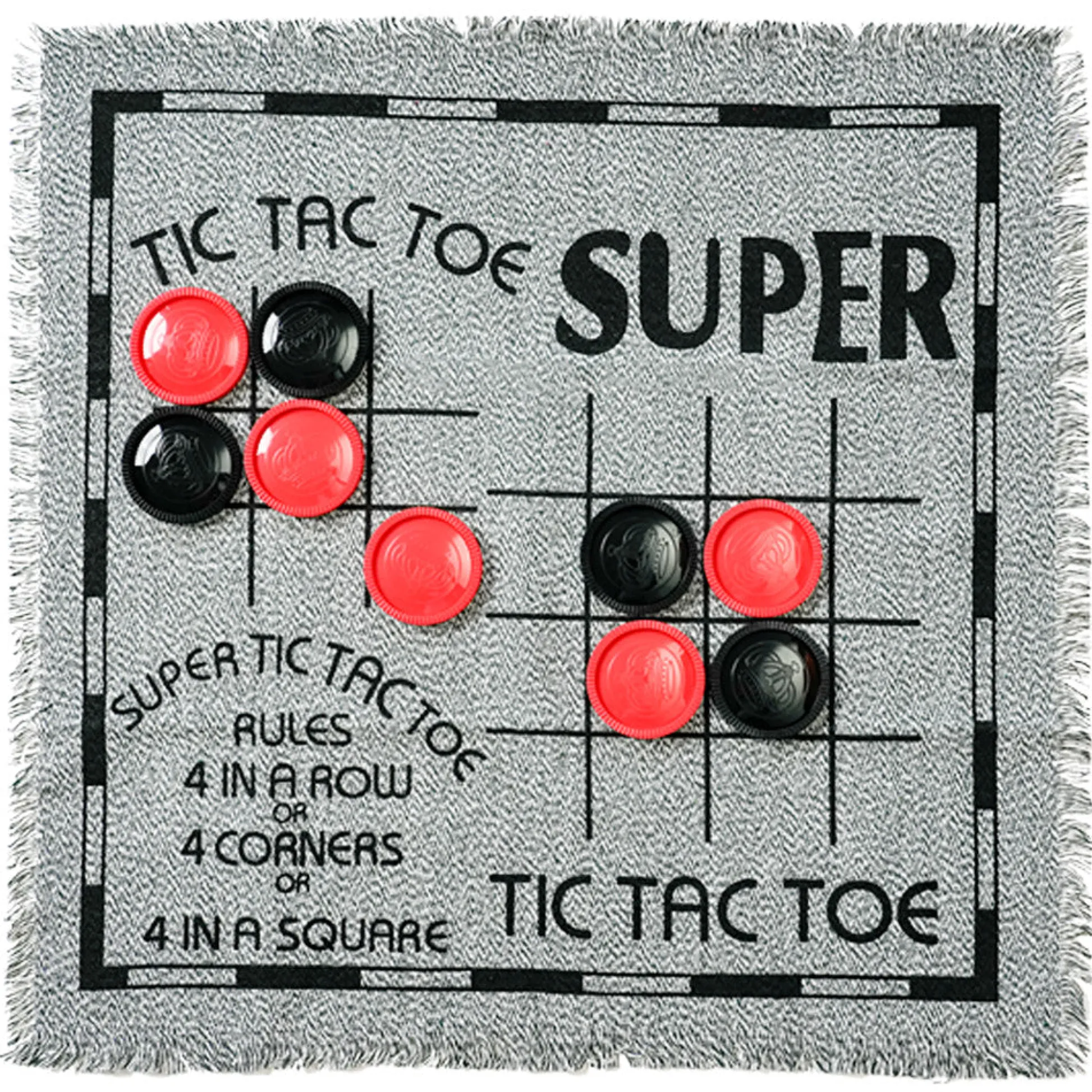 Flat River Group Trimate 3-In-1 Jumbo Checkers & Tic Tac Toe Game - 25.6" Square Rug Set* Social & Emotional Skills|Role-Playing Games