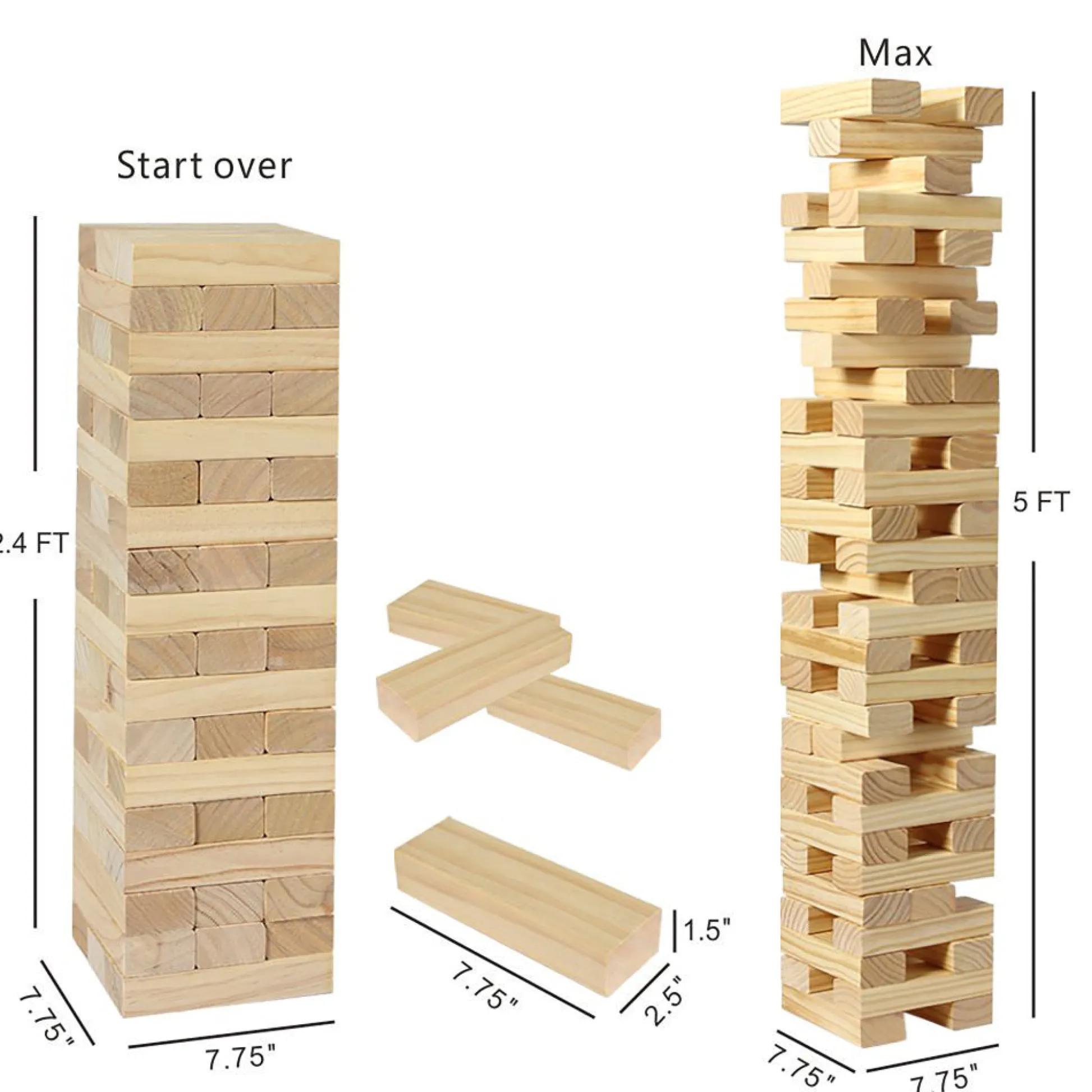 Flat River Group Trimate Tumbling Tower Giant 28" - Double-Sanded Smooth Natural Wood* Classic Games