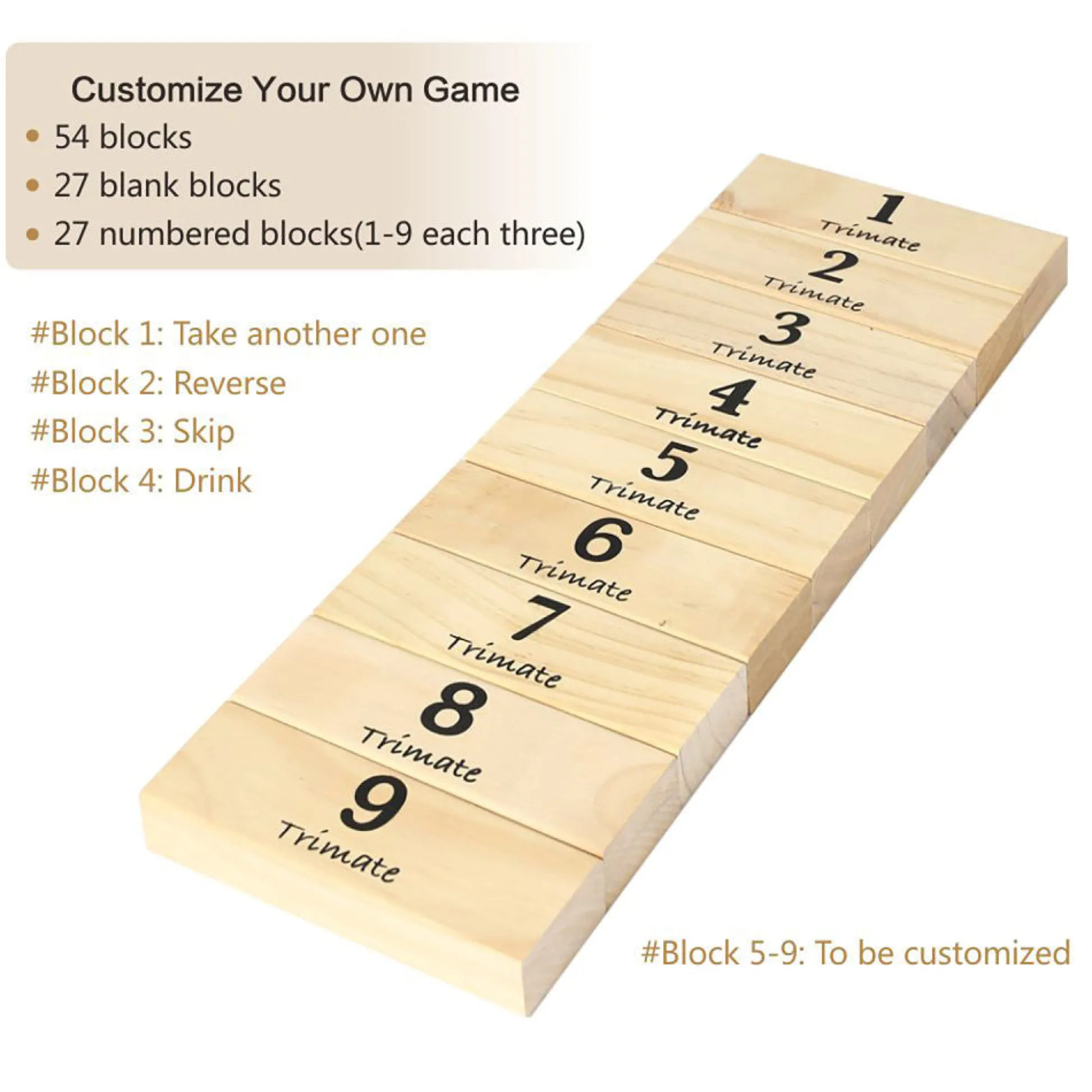 Flat River Group Trimate Tumbling Tower Giant 28" - Double-Sanded Smooth Natural Wood* Classic Games