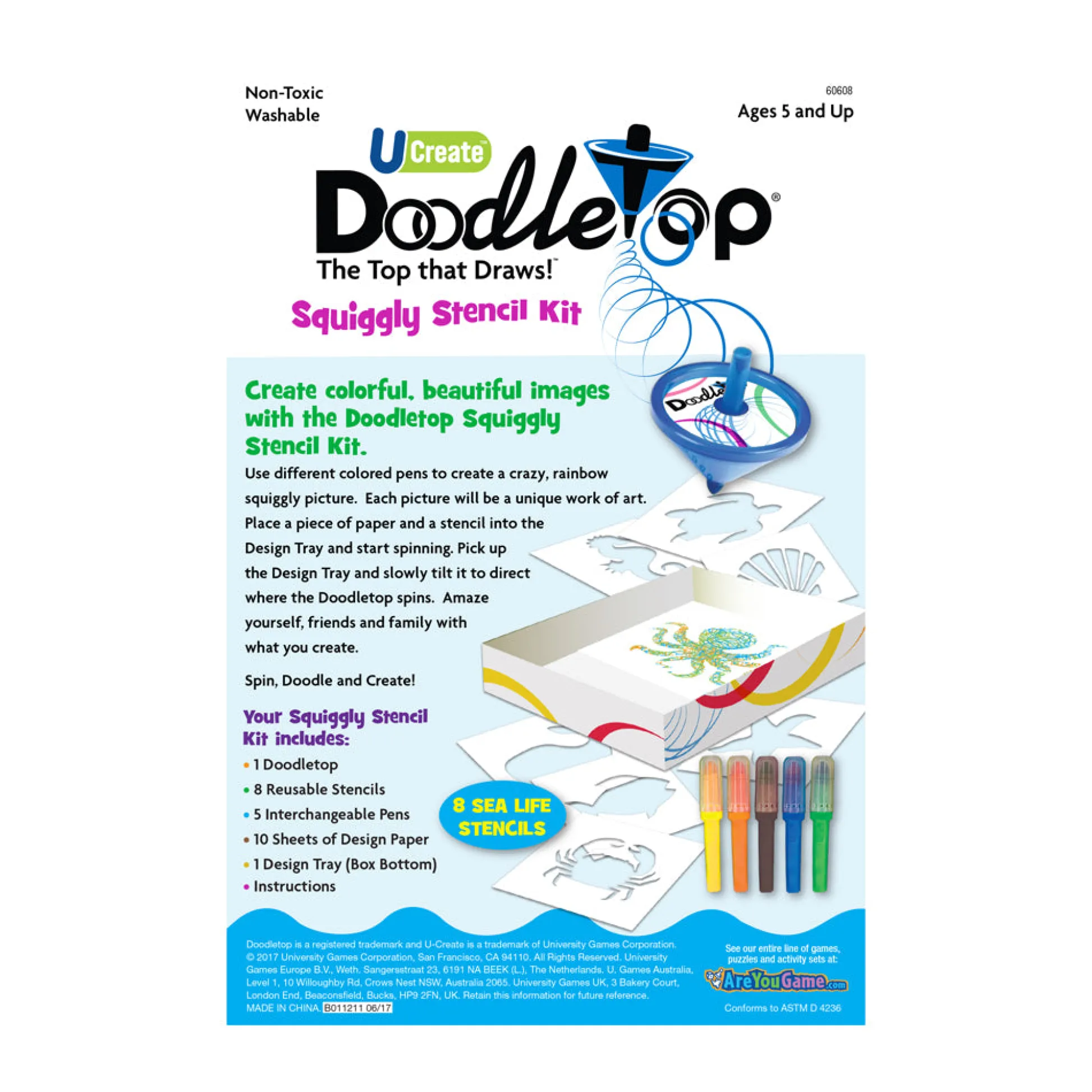 AreYouGame U-Create Doodletop Sea Life Themed Stencil Art Kit* Crafts & Activities