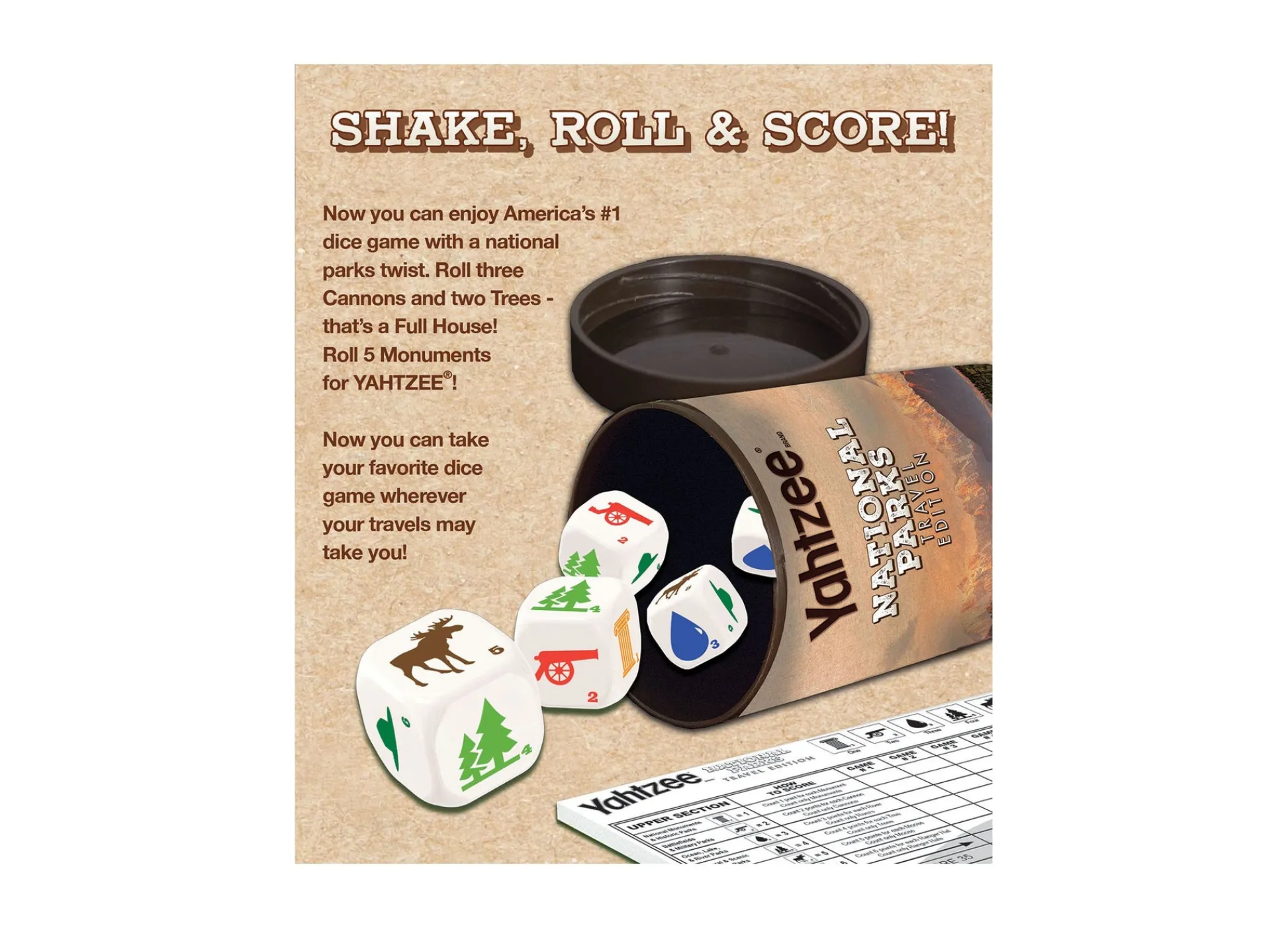 Educators Resource USAopoly YAHTZEE®: National Parks Travel Edition Dice Game* Dice, Roll & Write Games
