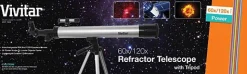 Calendar Holdings, LLC Vivitar StarGazer 60x120x Refractor Telescope Kit with Tripod and Finder Scope* Science & Discovery