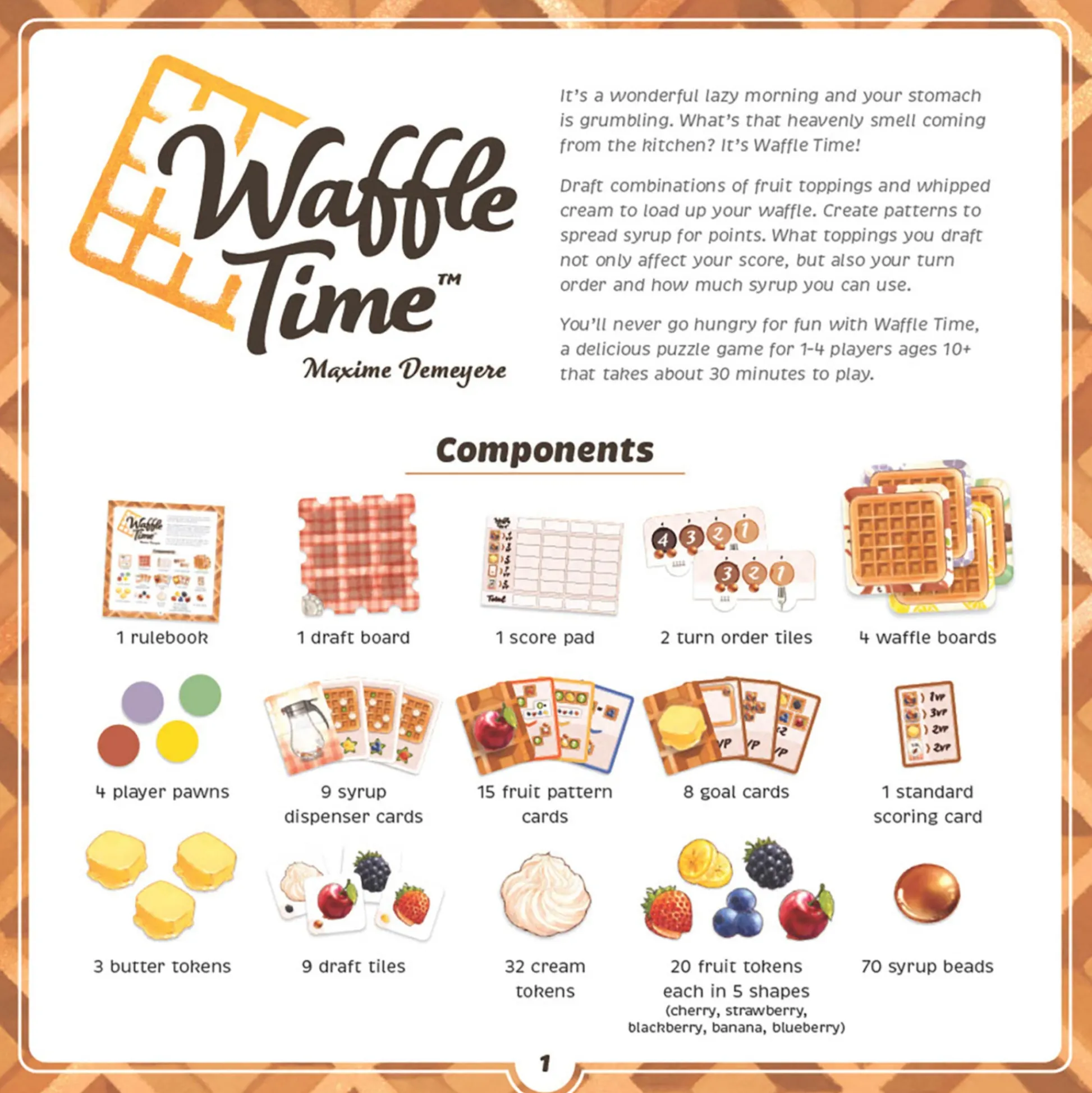 Flat River Group Waffle Time Family Tile Placement Strategy Game* Board Games|Role-Playing Games
