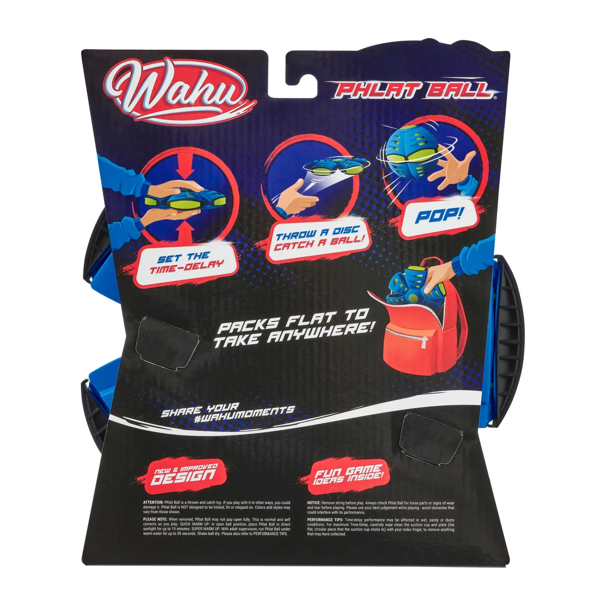 AreYouGame Wahu Phlat Ball Classic - Transforming Disc-to-Ball Toy, Blue* Toy Sports