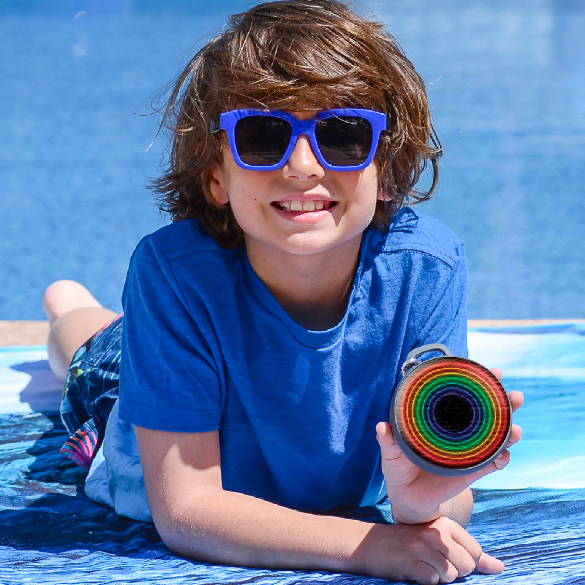 Flat River Group Watchitude Jammed 2 Go Rainbow Wave Round Bluetooth Speaker* Electronics