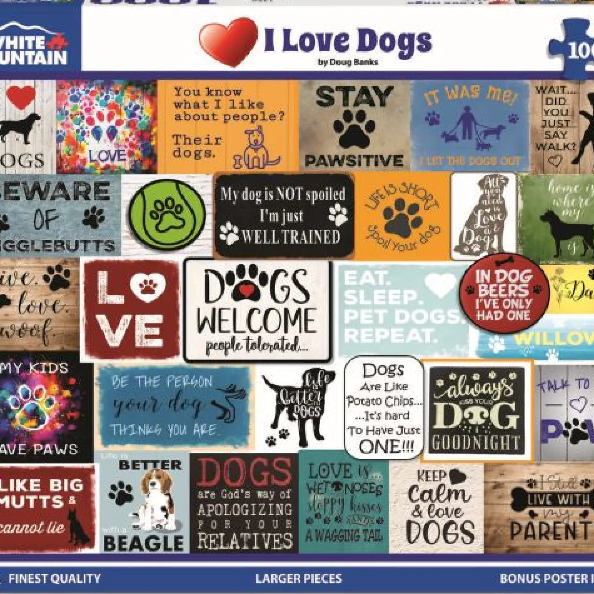 Calendar Holdings, LLC White Mountain I Love Dogs Collage Jigsaw Puzzle - 1000 pc* Puzzles