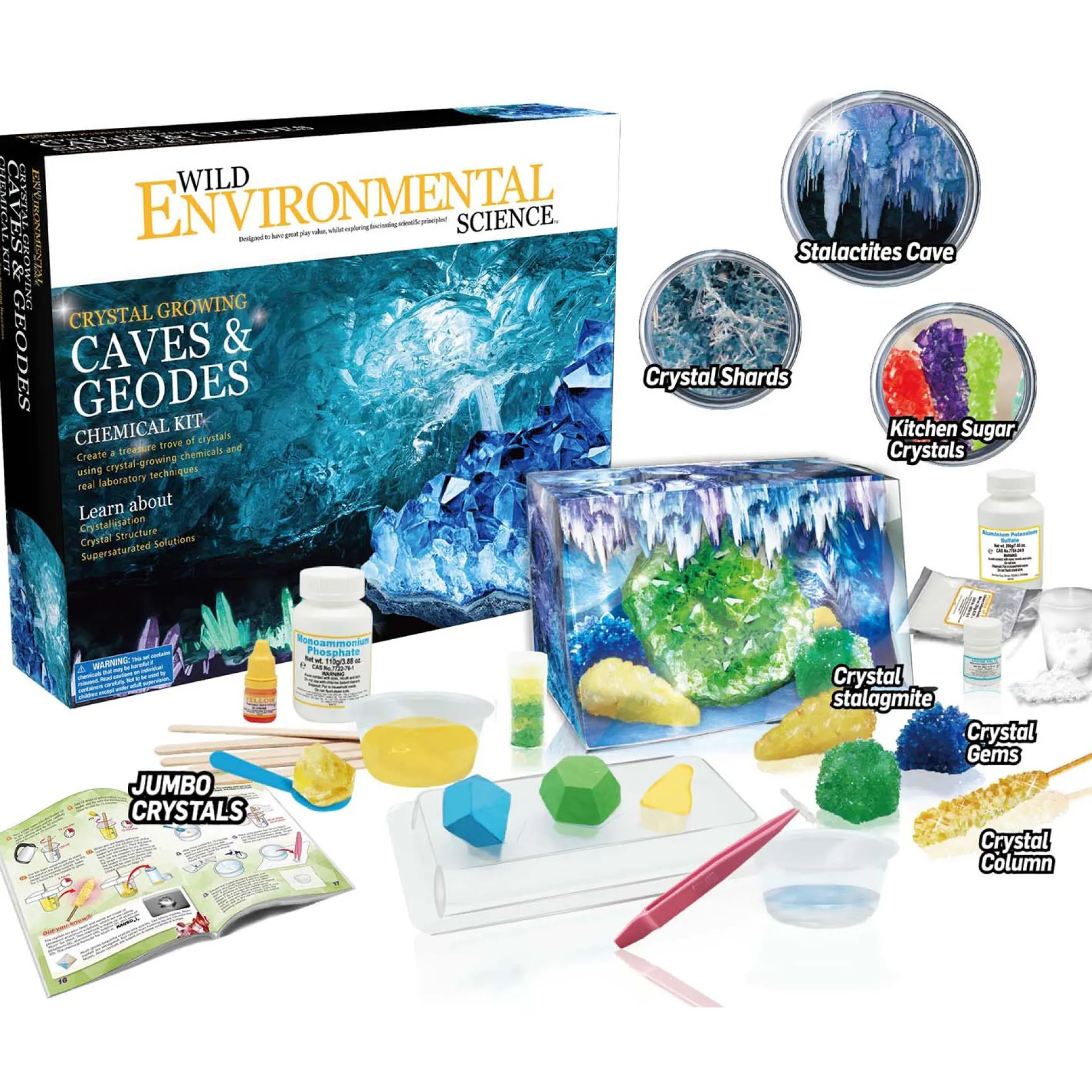 Educators Resource Wild Environmental Science Crystal Caves & Geodes Kit - Grow Stalagmites & More* Science & Discovery