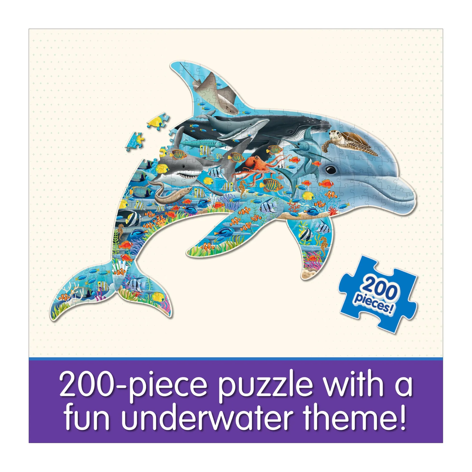 AreYouGame Wildlife World Dolphin-Shaped Sea Life Puzzle - 200 pc* Puzzles