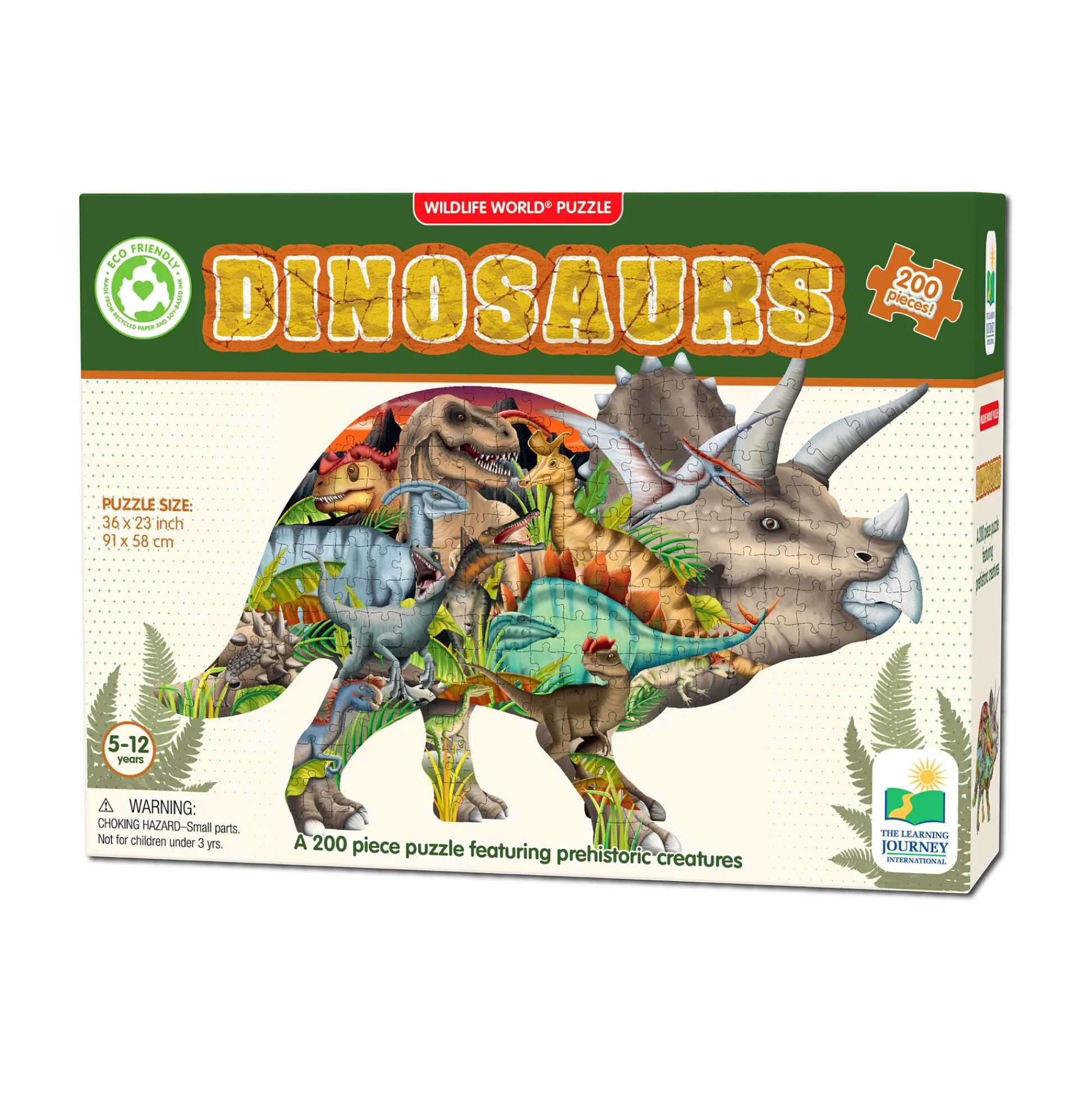 AreYouGame Wildlife World Triceratops-Shaped Dinosaur Puzzle - 200 pcs* Puzzles