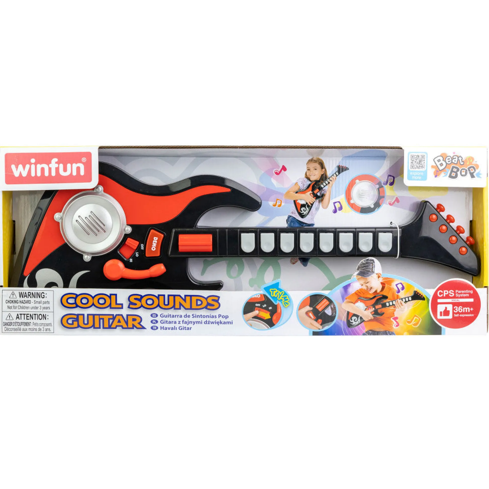 Flat River Group Winfun Cool Sounds Guitar, 8-Key Black & Red Instrument for Ages 3+* Musical & Sound Toys|Musical Toys & Instruments