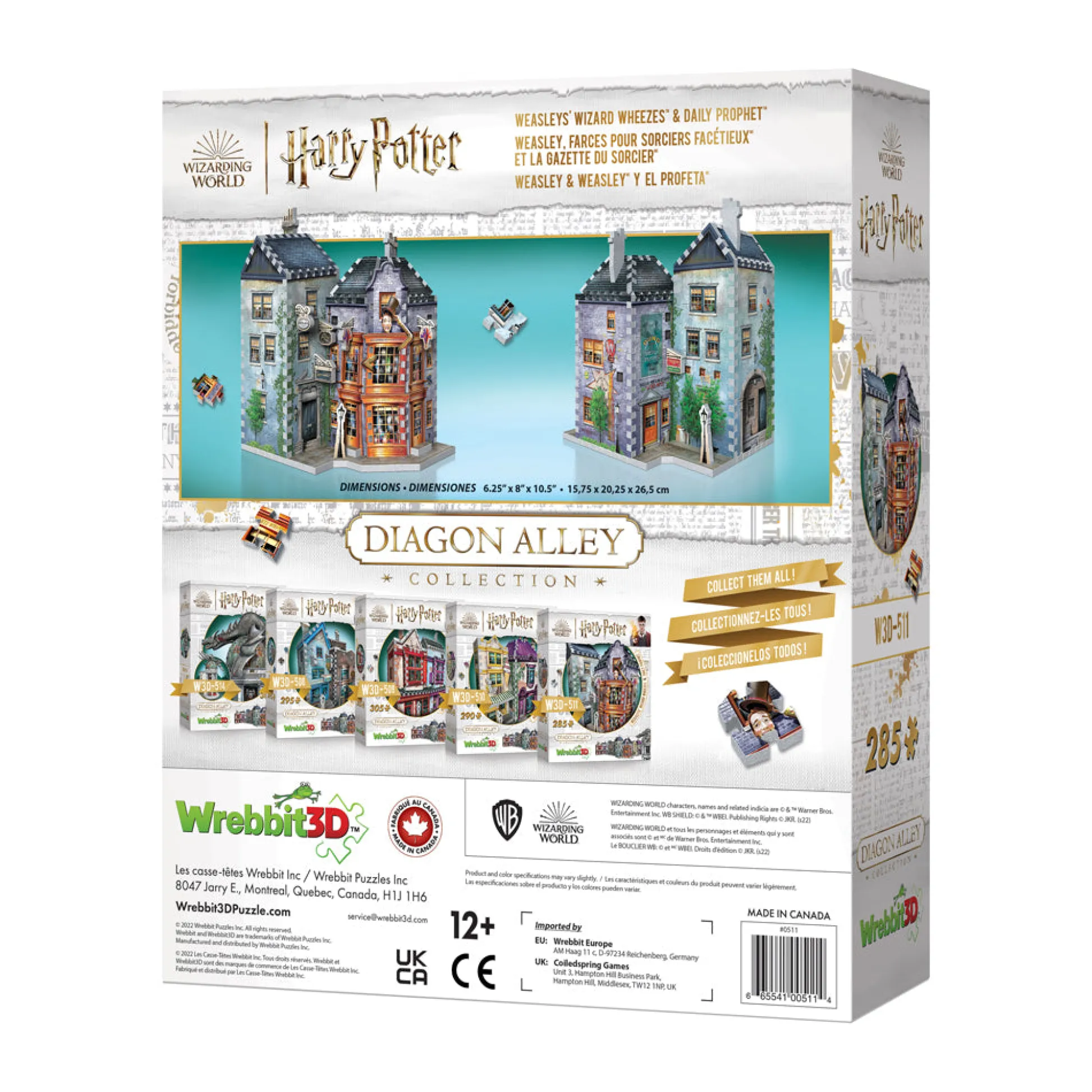 AreYouGame Wrebbit Harry Potter Diagon Alley Collection - Weasleys' Wizard Wheezes & Daily Prophet 3D Puzzle, 285 Pieces* Puzzles