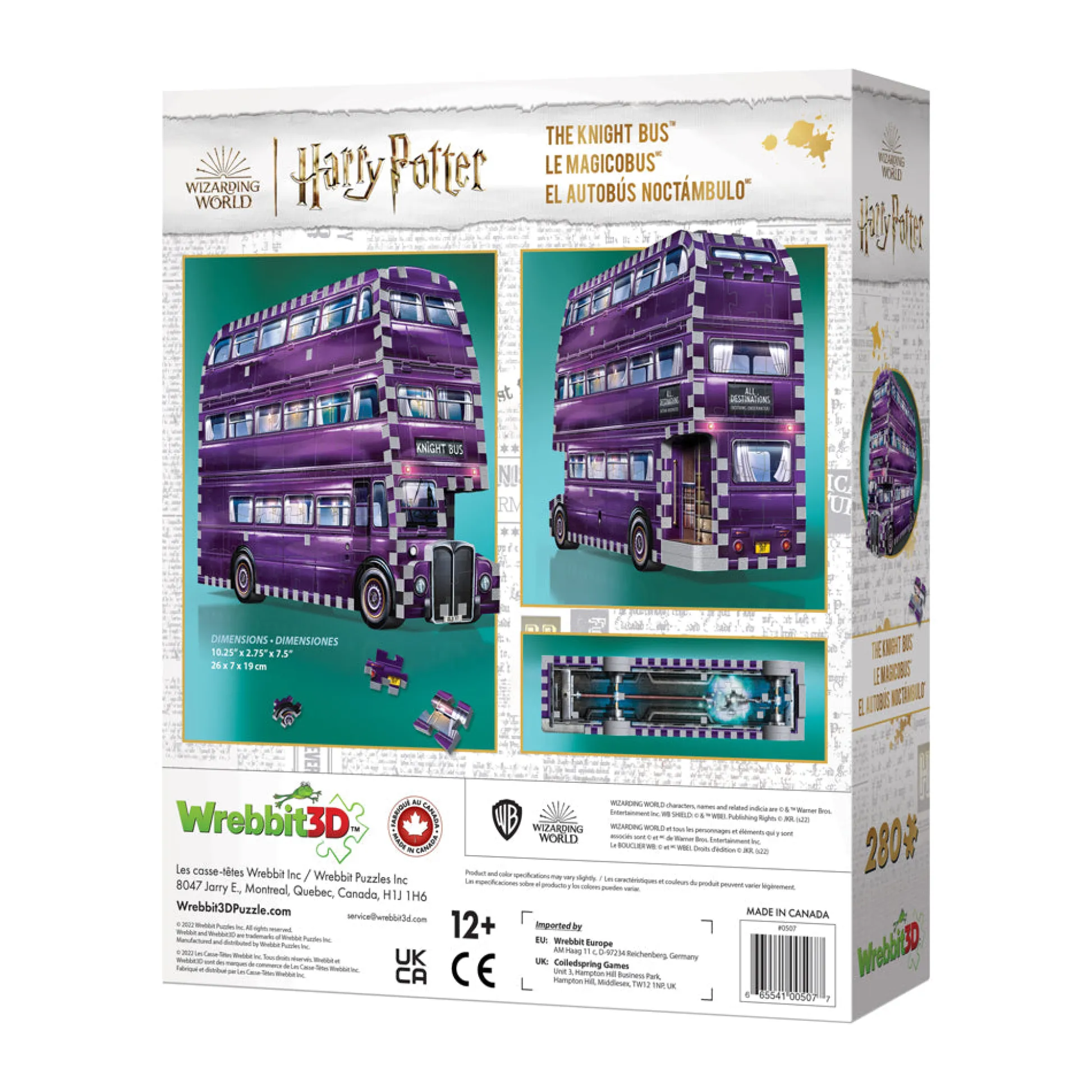 AreYouGame Wrebbit Harry Potter The Knight Bus 3D Puzzle - 280 pc* Puzzles