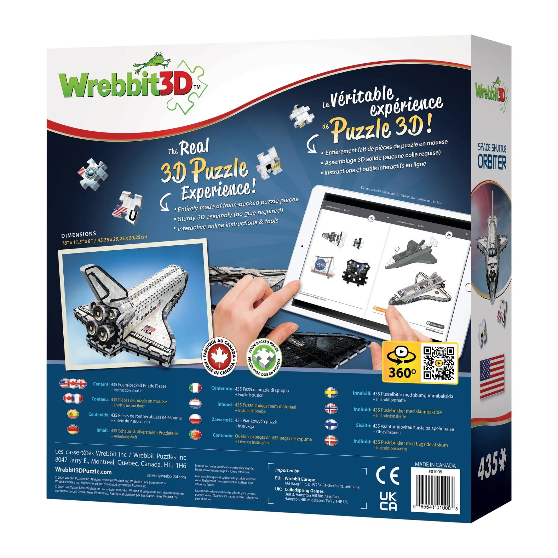 AreYouGame Wrebbit NASA Space Shuttle Orbiter 3D Puzzle - 435 pc* Puzzles