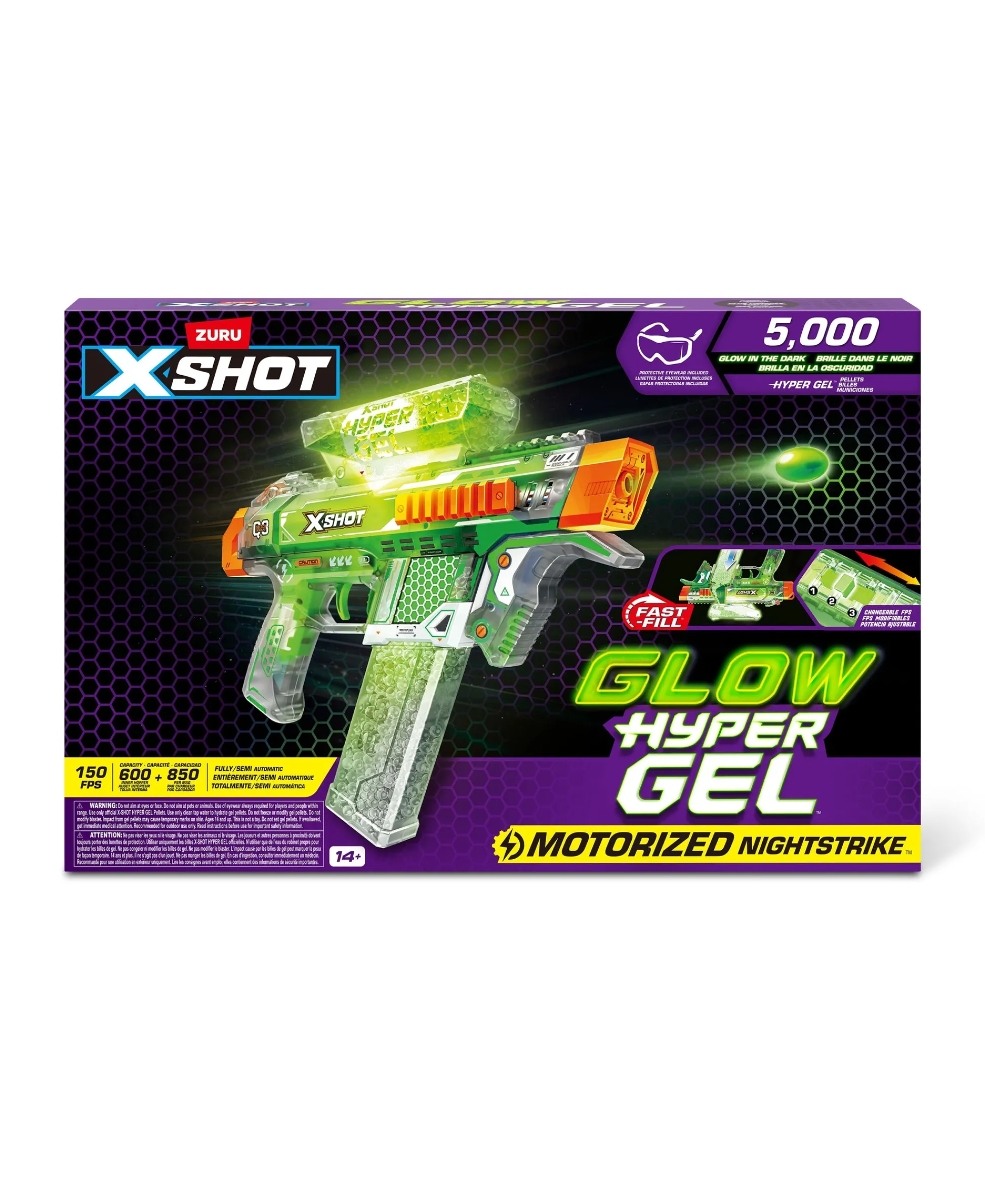 Macy's - Supplier X-Shot Hyper Gel Glow in the Dark Blaster Ultimate Nighttime Shooter* Nerf & Toy Blasters|Nerf & Toy Blasters
