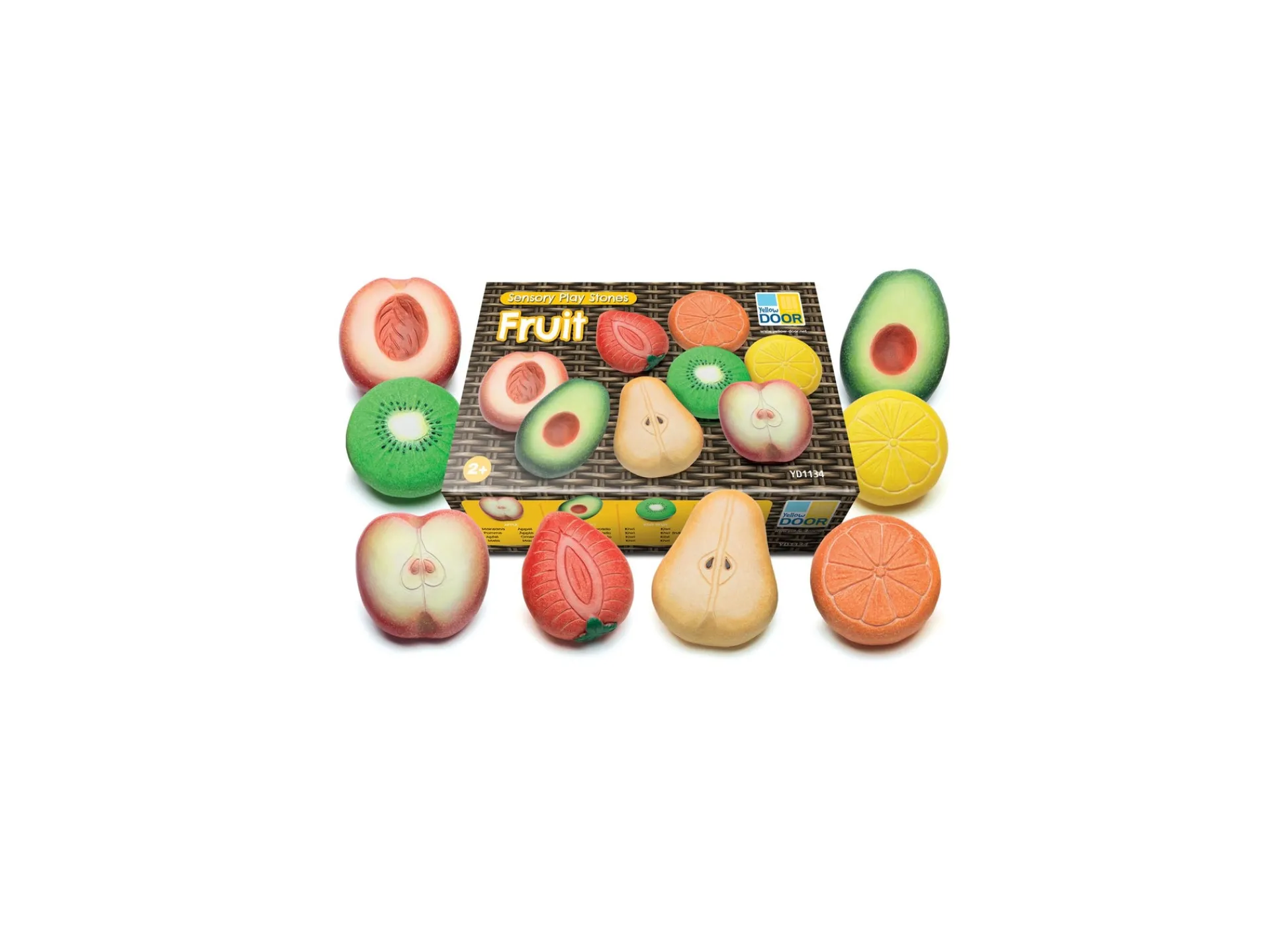 Educators Resource Yellow Door Fruit Sensory Play Stones, Set of 8 - Colorful Stone Fruit Collection* Preschool Education Toys & Activities