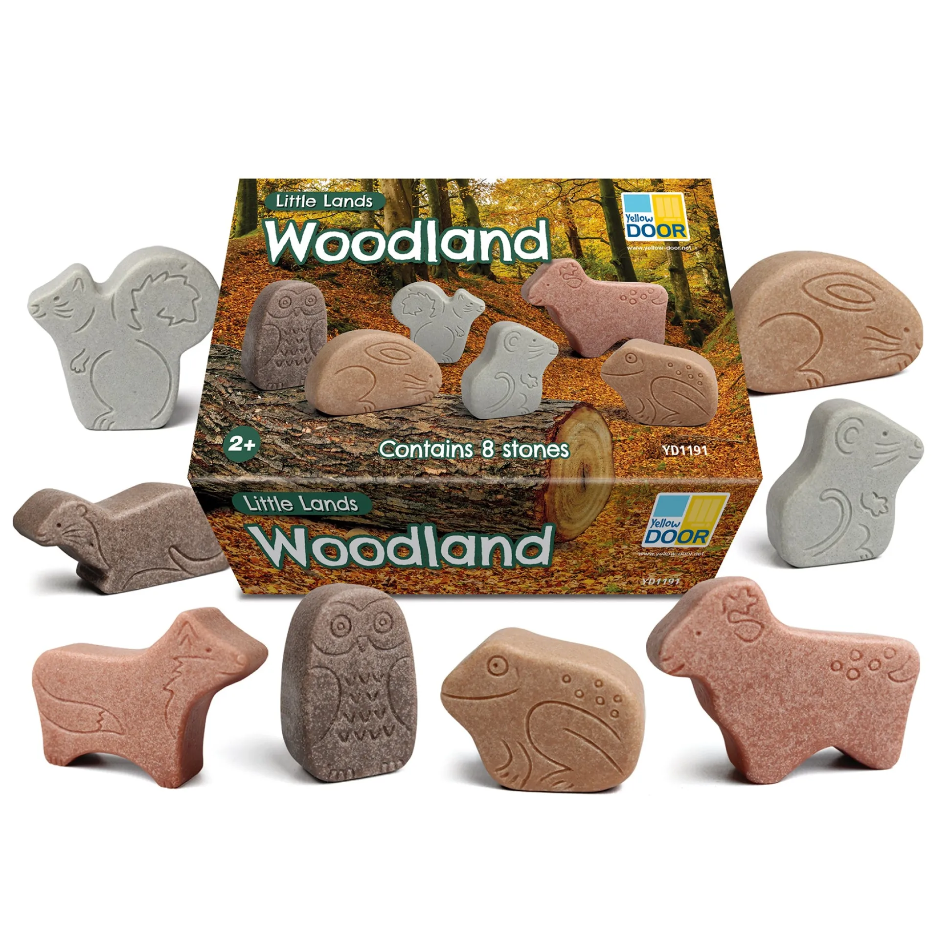 Educators Resource Yellow Door Little Lands Woodland – Assorted Stone Animal Figures, Set of 8* Animal Figures|Preschool Education Toys & Activities