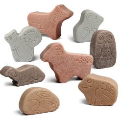 Educators Resource Yellow Door Little Lands Woodland – Assorted Stone Animal Figures, Set of 8* Animal Figures|Preschool Education Toys & Activities