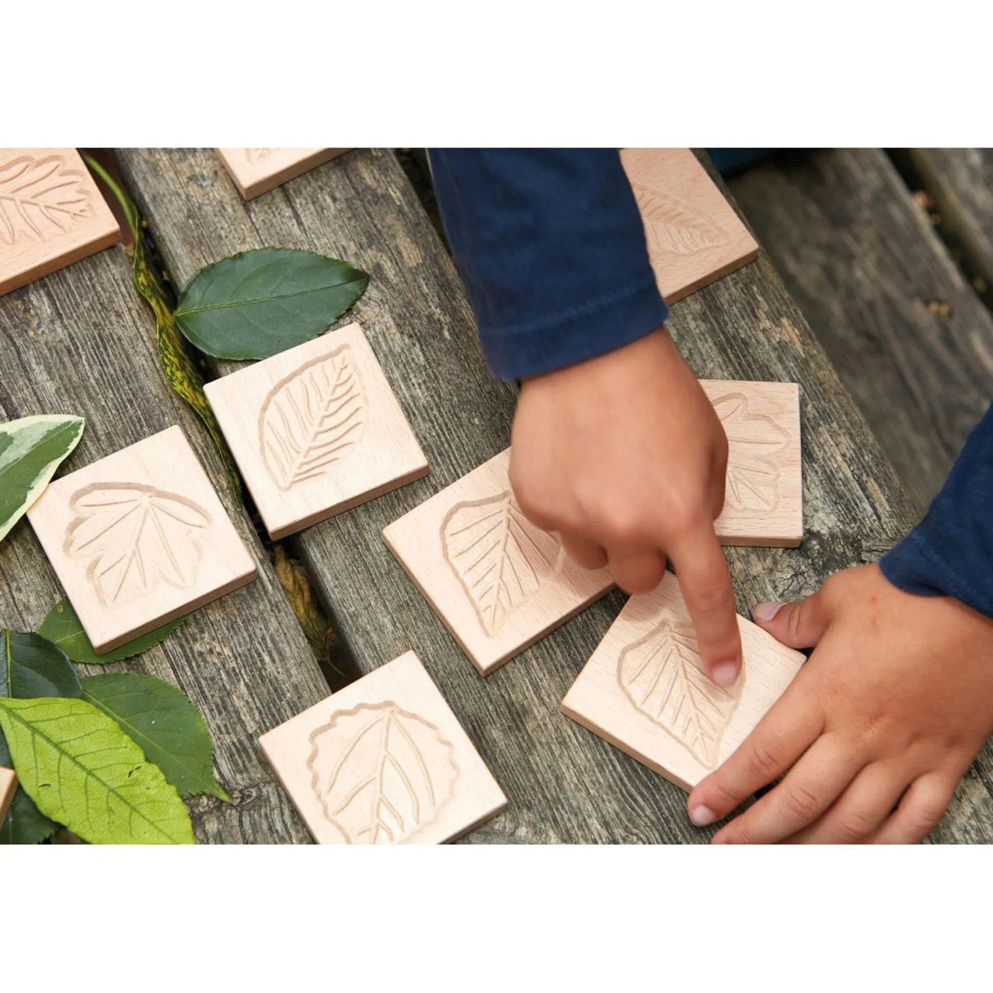 Educators Resource Yellow Door Match Me Sensory Leaf Tiles - Educational Wooden Set - 12 Pieces* Preschool Education Toys & Activities