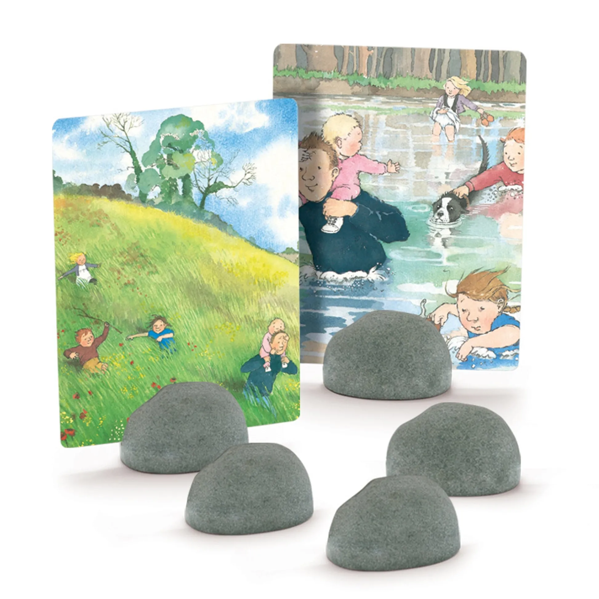 Educators Resource Yellow Door Stand-it-Stones, Set of 5 - Real Stone Card Holders* Preschool Education Toys & Activities