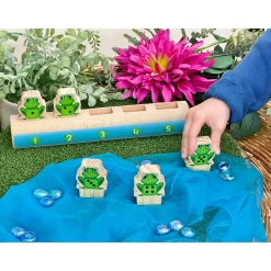Educators Resource Yellow Door Sustainable Wood Five Frogs on a Log - Number Matching Game* Preschool Education Toys & Activities