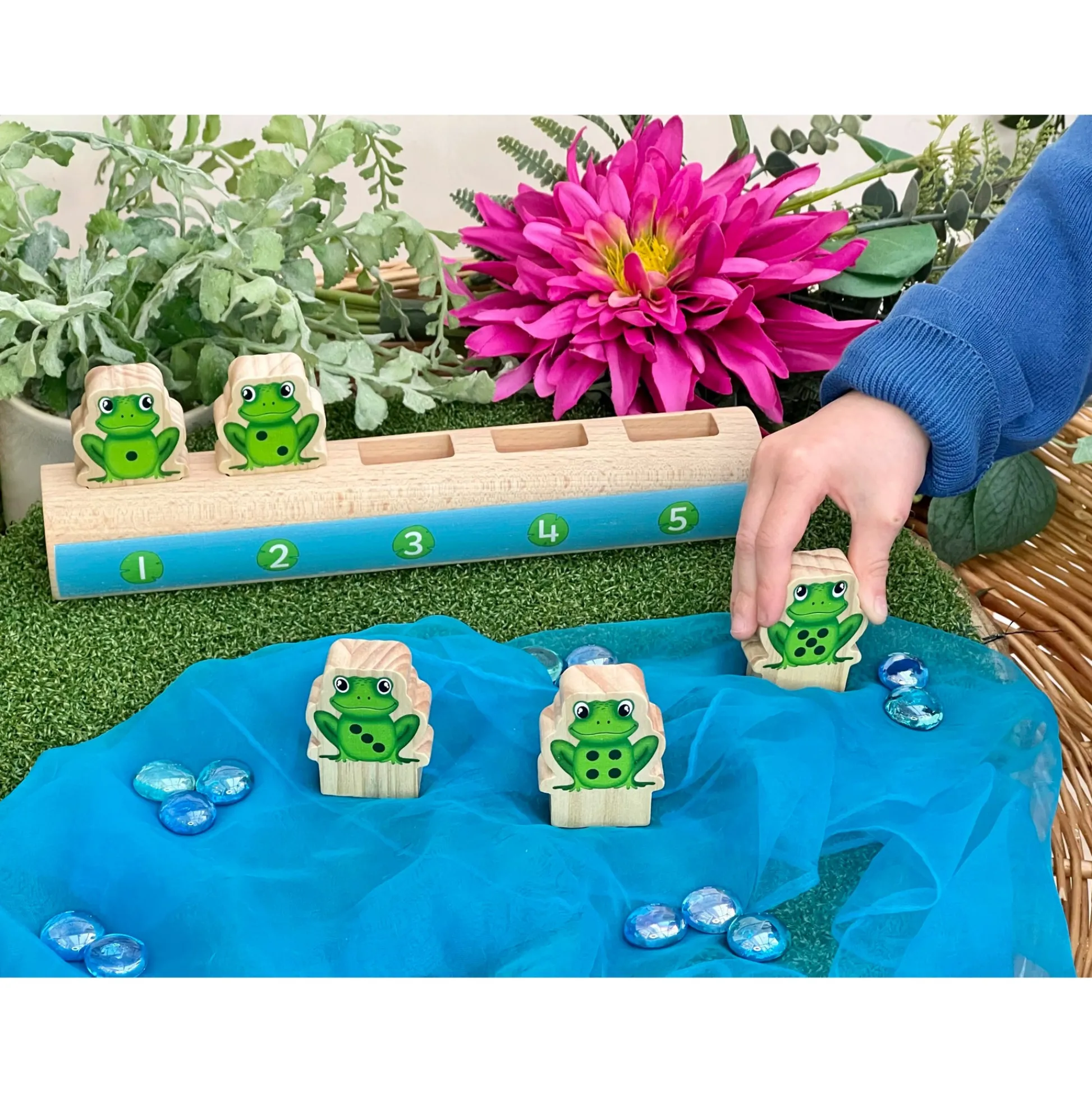 Educators Resource Yellow Door Sustainable Wood Five Frogs on a Log - Number Matching Game* Preschool Education Toys & Activities