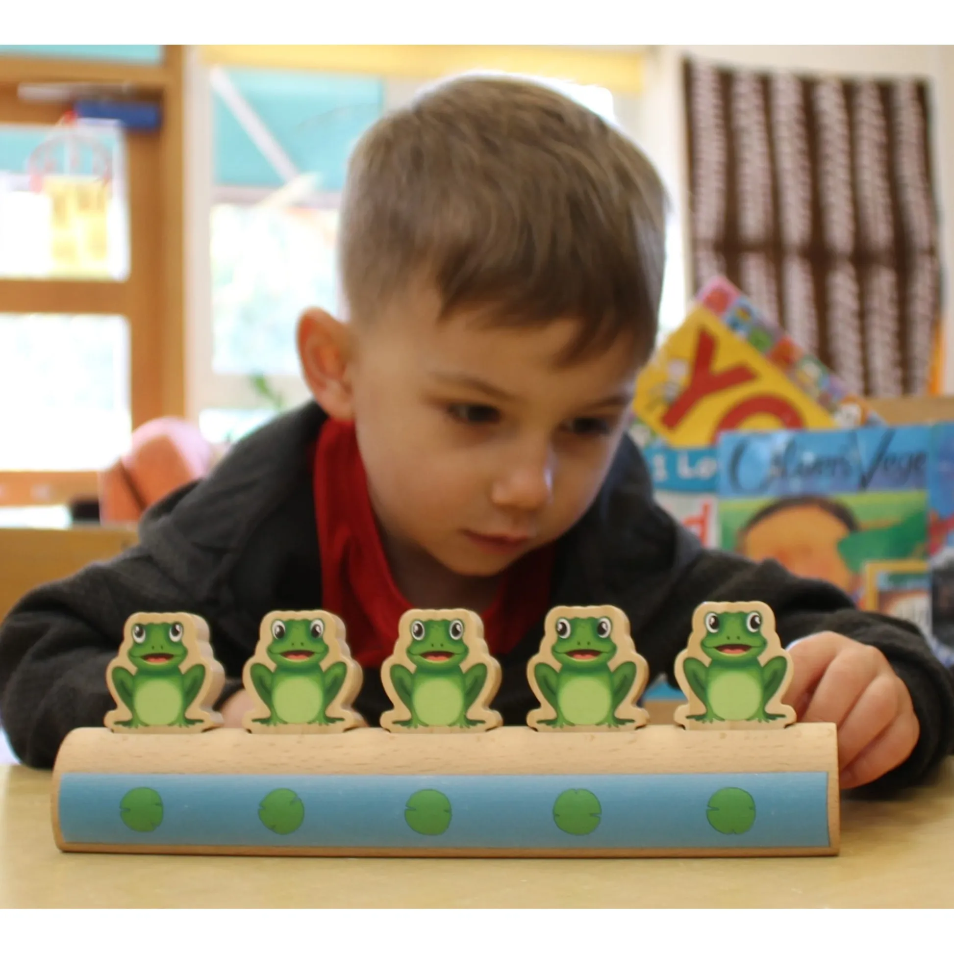 Educators Resource Yellow Door Sustainable Wood Five Frogs on a Log - Number Matching Game* Preschool Education Toys & Activities